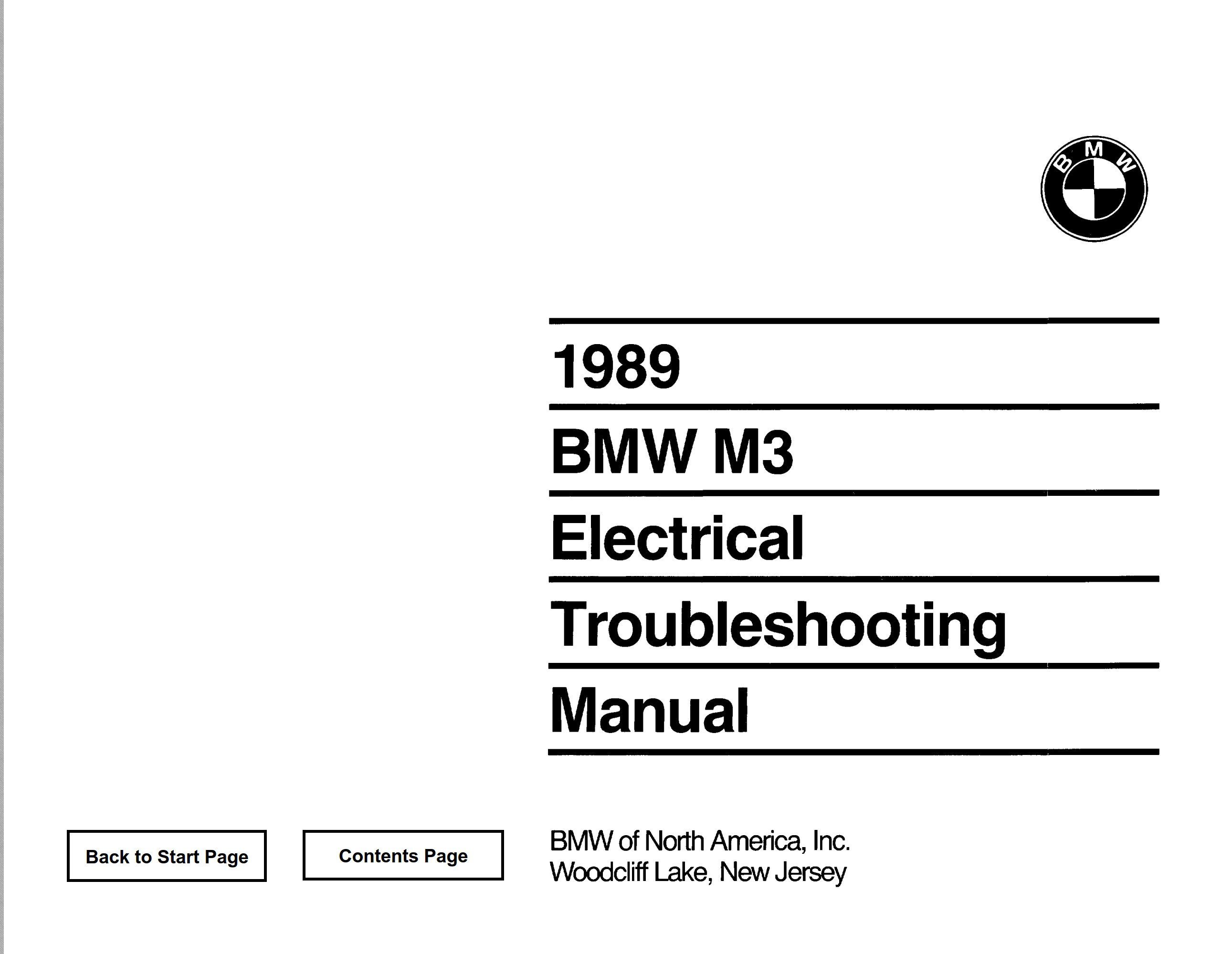 BMW M3 1989 Electrical Troubleshooting Manual