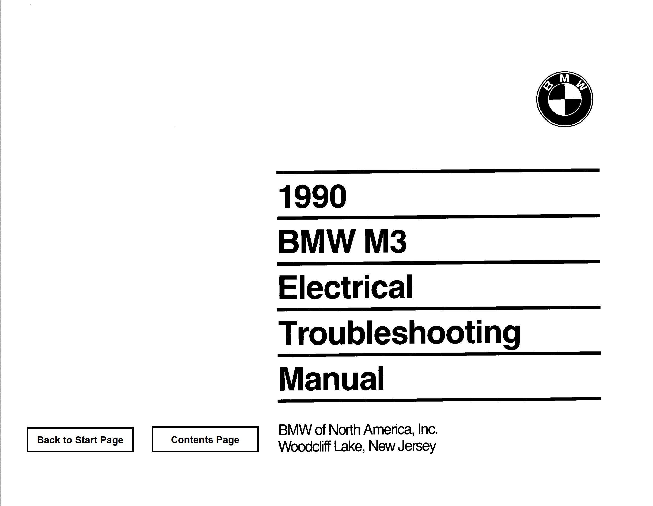 BMW M3 1990 Electrical Troubleshooting Manual