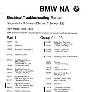 Electrical Troubleshooting And Diagnosis For 5 Series 1988