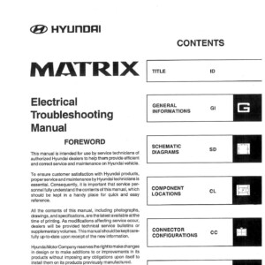 Hyundai Matrix Electrical Troubleshooting Manual