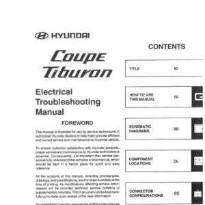 Hyundai Tiburon Coupe Electrical Troubleshooting Manual