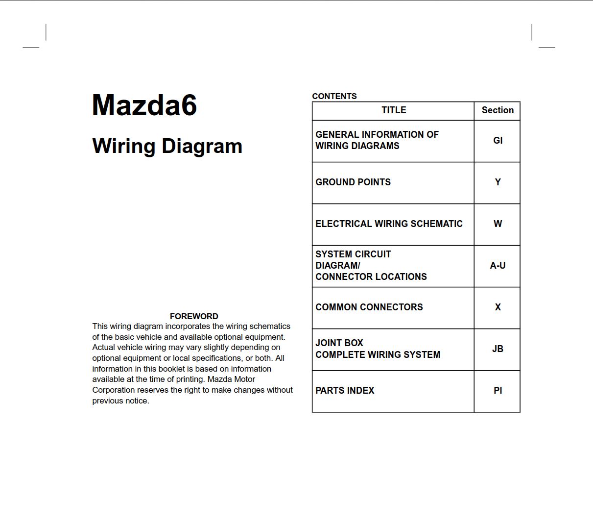 Mazda 6 2002 2007 Wiring Diagram Pdf Download