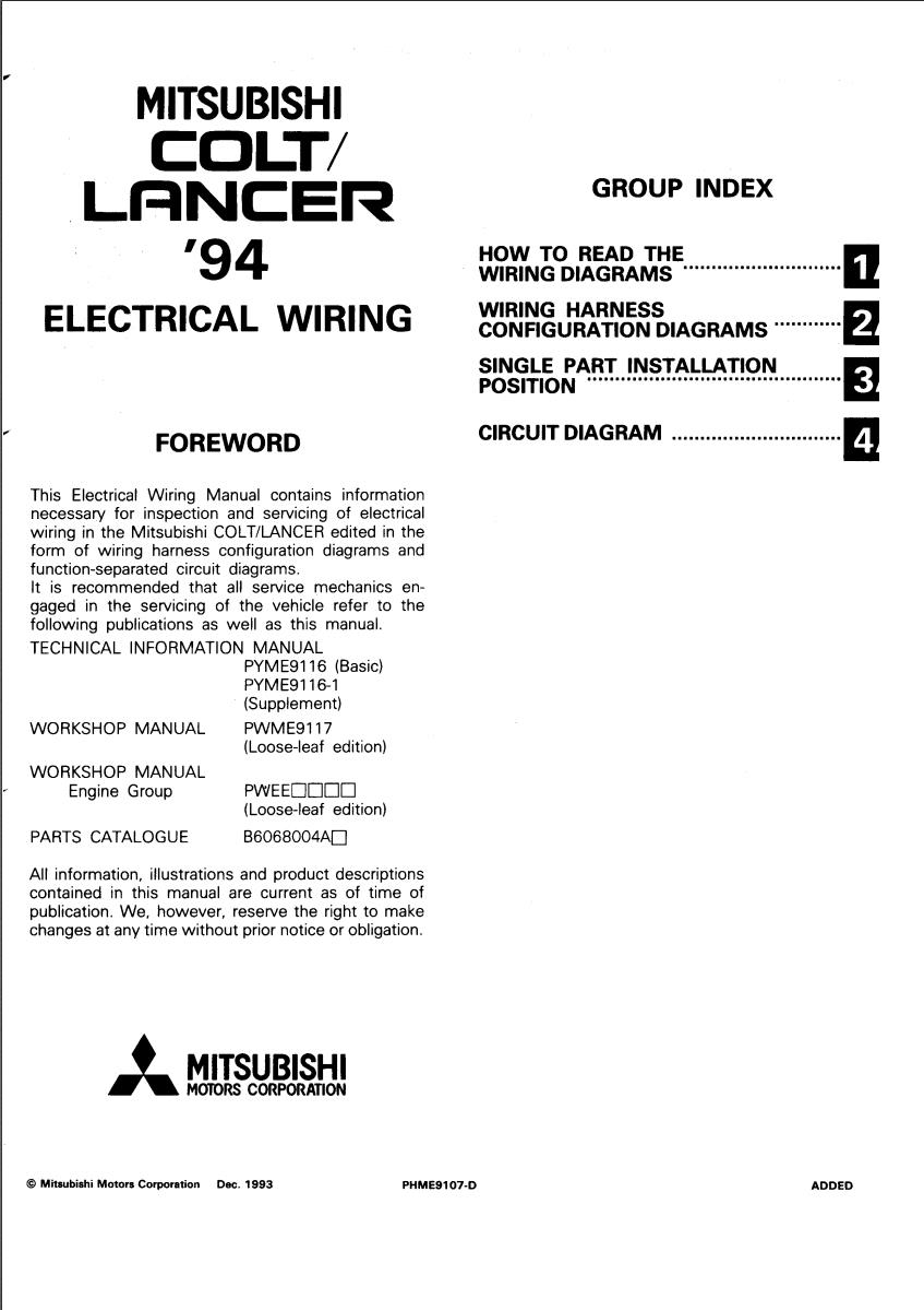 Electrical Wiring Diagram Mitsubishi Colt Irish Connections