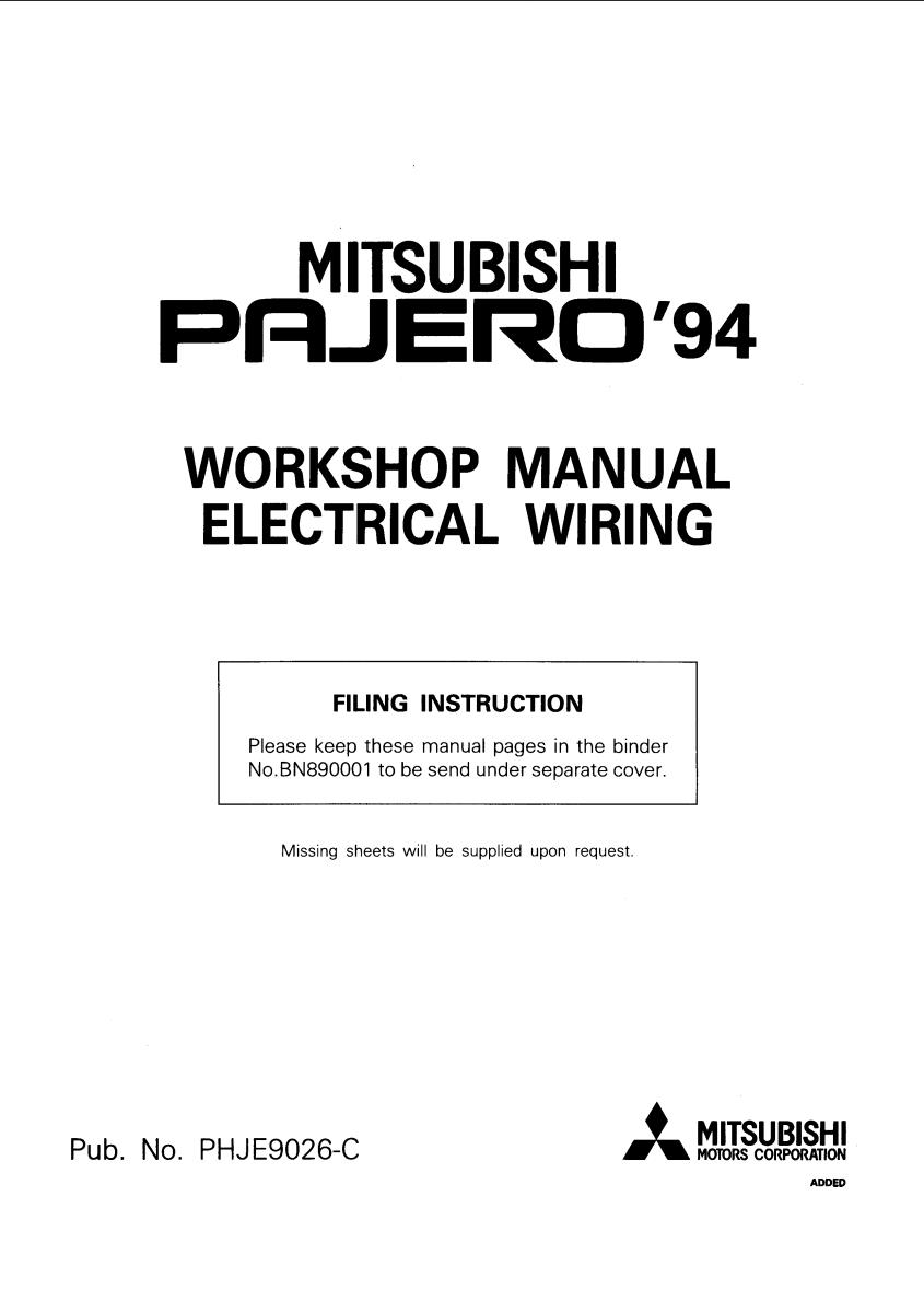 Mitsubishi Pajero 1994 - 2002 Electrical Wiring Diagrams – PDF Download Mitsubishi 2005 or Newer ProCarManuals.com