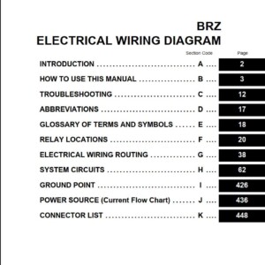 Subaru BRZ 2013 Electrical Wiring Diagram