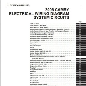 Toyota Camry 2006 Wiring Diagrams
