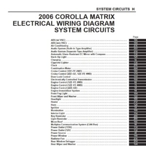 Toyota COROLLA MATRIX 2006 ELECTRICAL WIRING DIAGRAM EM00F0U)