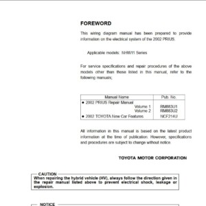 Toyota Prius 2002 Electrical Wiring Diagram