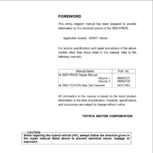 Toyota Prius 2003 Electrical Wiring Diagram