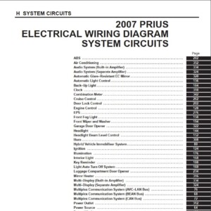 Toyota Prius 2007 Electrical Wiring Diagrams